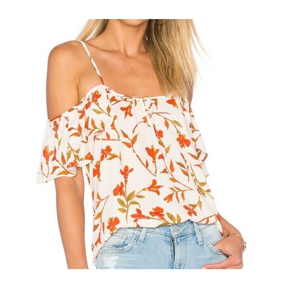 Lovers & Friends Revolve Arial Top Floral Flounce Spaghetti Strap Cami Tank, S